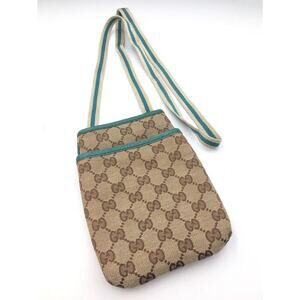 Gucci GG Canvas Sherry Line Shoulder Crossbody Bag green